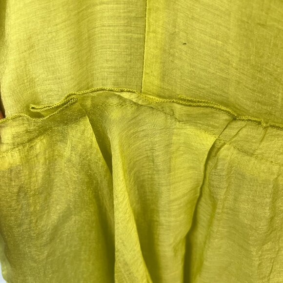 Vintage Design Today's Sheer Chartreuse Fit n Flair Bell Sleeve Midi Dress Sz L - Picture 4 of 8